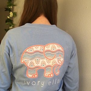 Baby Blue Ivory Ella Long Sleeve Shirt Size Small